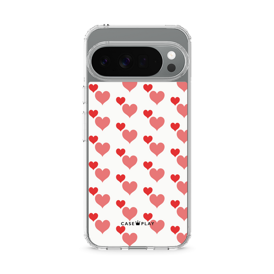 スリムプロテクションケース［ Stripe Hearts - Red ］