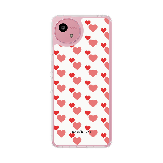 スリムプロテクションケース［ Stripe Hearts - Red ］