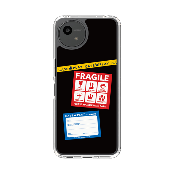 スリムプロテクションケース［ FRAGILE Stickers - Black ］