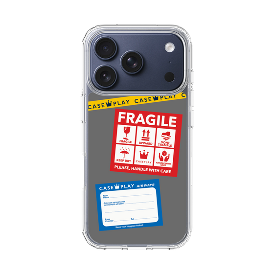 スリムプロテクションケース［ FRAGILE Stickers - Gray ］