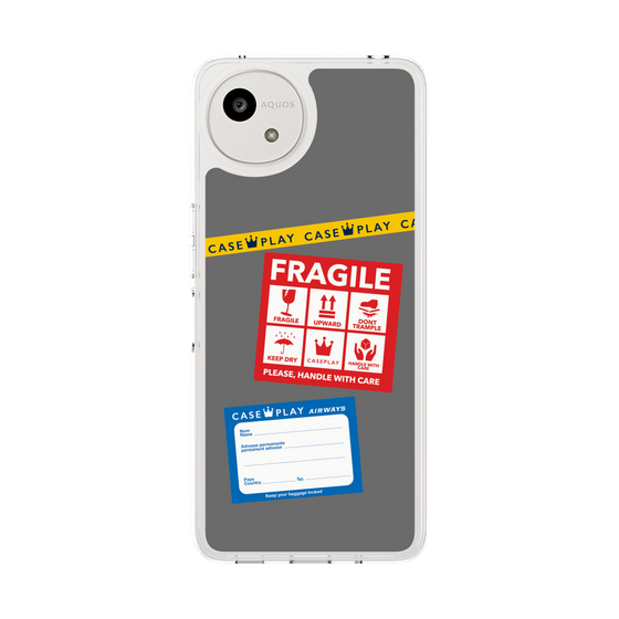 スリムプロテクションケース［ FRAGILE Stickers - Gray ］