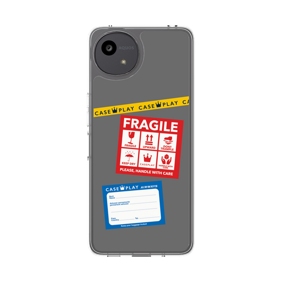 スリムプロテクションケース［ FRAGILE Stickers - Gray ］