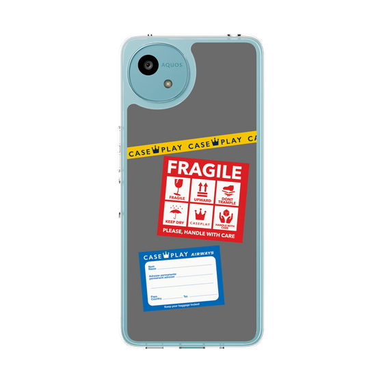 スリムプロテクションケース［ FRAGILE Stickers - Gray ］