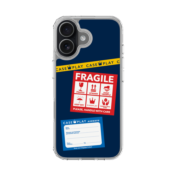スリムプロテクションケース［ FRAGILE Stickers - Navy ］