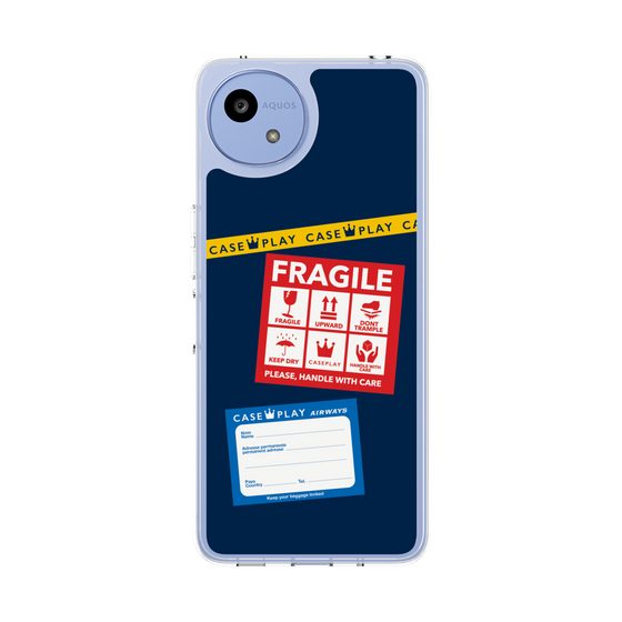 スリムプロテクションケース［ FRAGILE Stickers - Navy ］