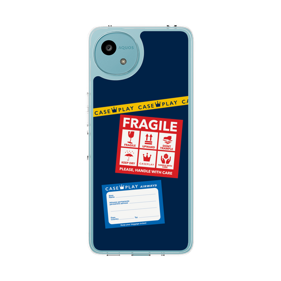 スリムプロテクションケース［ FRAGILE Stickers - Navy ］