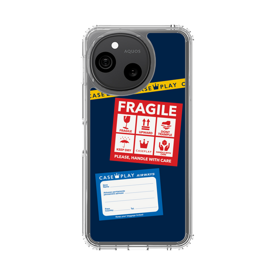 スリムプロテクションケース［ FRAGILE Stickers - Navy ］