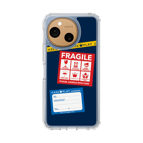 スリムプロテクションケース［ FRAGILE Stickers - Navy ］