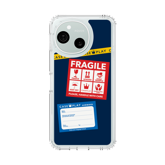 スリムプロテクションケース［ FRAGILE Stickers - Navy ］