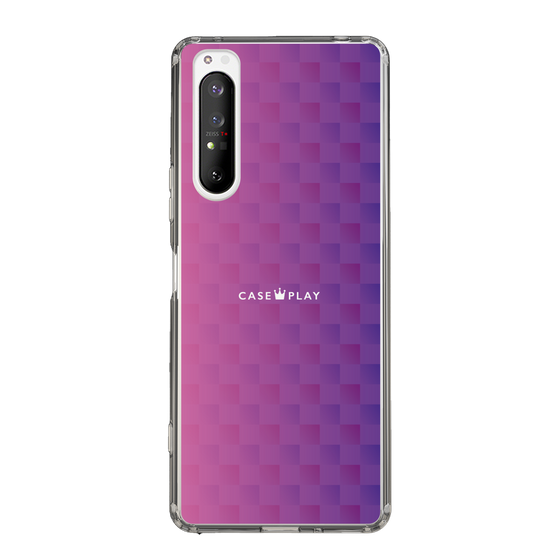 スリムプロテクションケース［ CASEPLAY Check - Purple ］