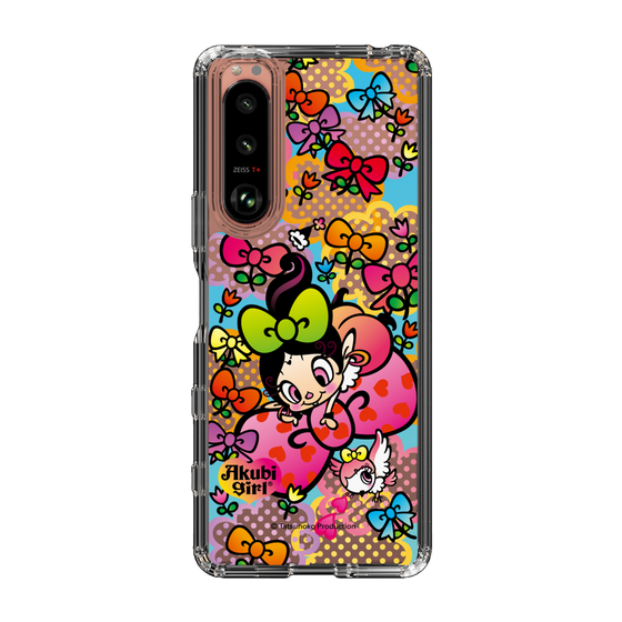 スリムプロテクションケース［ アクビガール - フラワーリボン ］