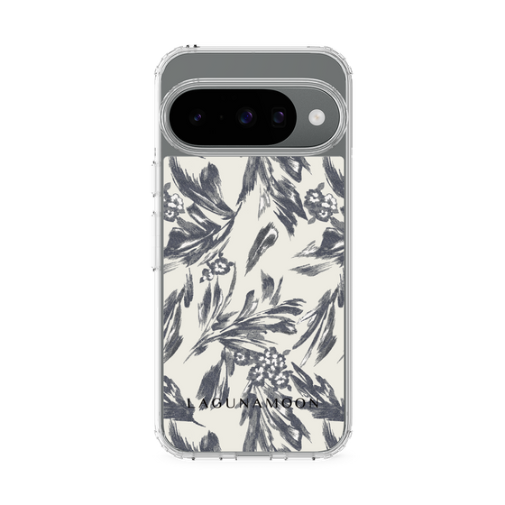 スリムプロテクションケース［ LAGUNAMOON - ボタニカルジャガード - White×Black ］