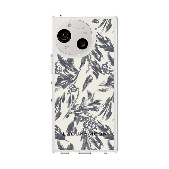 スリムプロテクションケース［ LAGUNAMOON - ボタニカルジャガード - White×Black ］