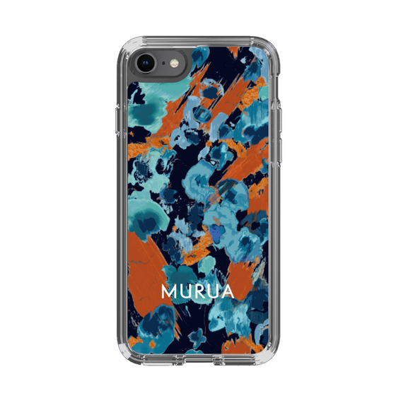 スリムプロテクションケース［ MURUA - アートプリント - Navy × Orange ］