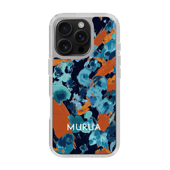 スリムプロテクションケース［ MURUA - アートプリント - Navy × Orange ］