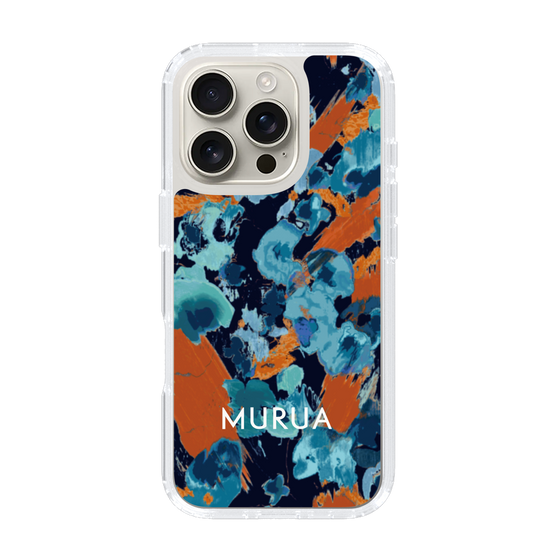 スリムプロテクションケース［ MURUA - アートプリント - Navy × Orange ］