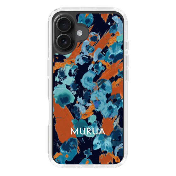 スリムプロテクションケース［ MURUA - アートプリント - Navy × Orange ］