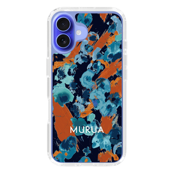 スリムプロテクションケース［ MURUA - アートプリント - Navy × Orange ］