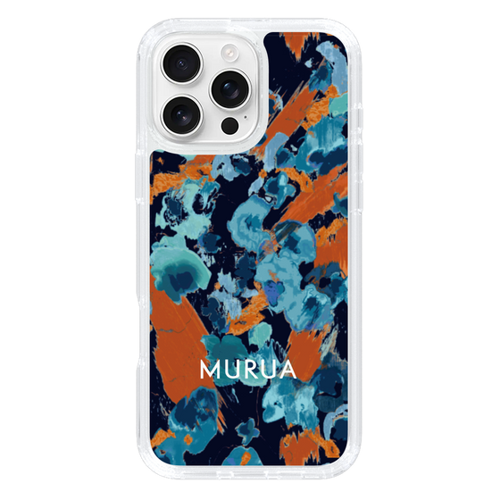 スリムプロテクションケース［ MURUA - アートプリント - Navy × Orange ］