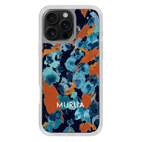 スリムプロテクションケース［ MURUA - アートプリント - Navy × Orange ］