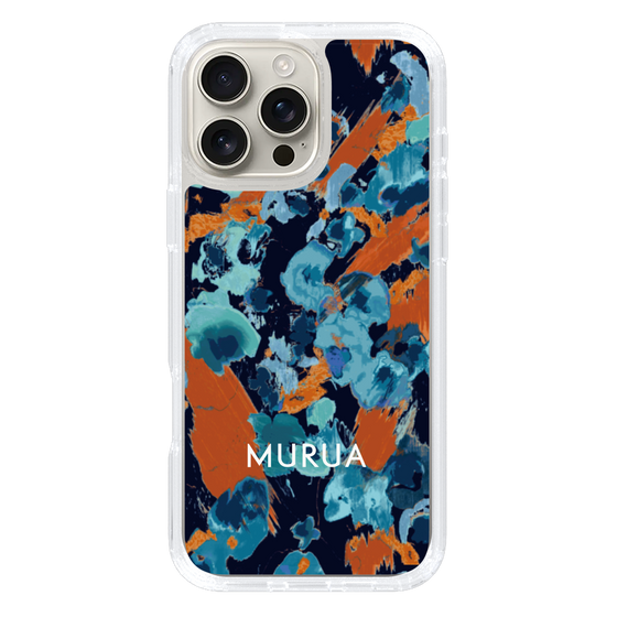 スリムプロテクションケース［ MURUA - アートプリント - Navy × Orange ］