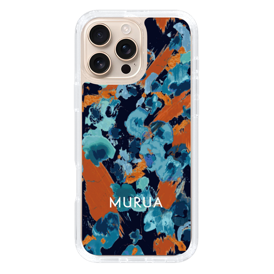 スリムプロテクションケース［ MURUA - アートプリント - Navy × Orange ］