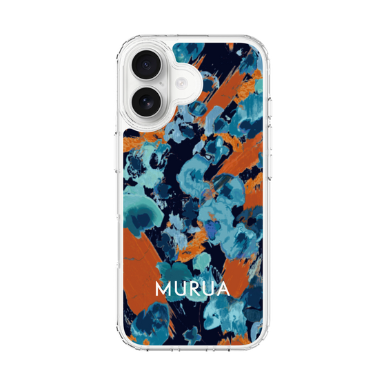 スリムプロテクションケース［ MURUA - アートプリント - Navy × Orange ］