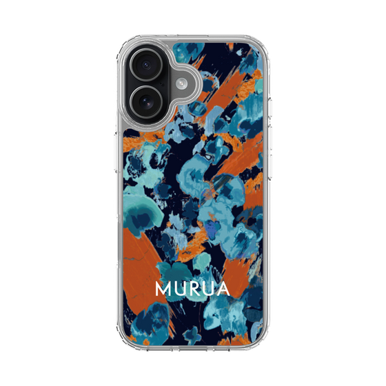 スリムプロテクションケース［ MURUA - アートプリント - Navy × Orange ］