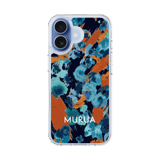 スリムプロテクションケース［ MURUA - アートプリント - Navy × Orange ］
