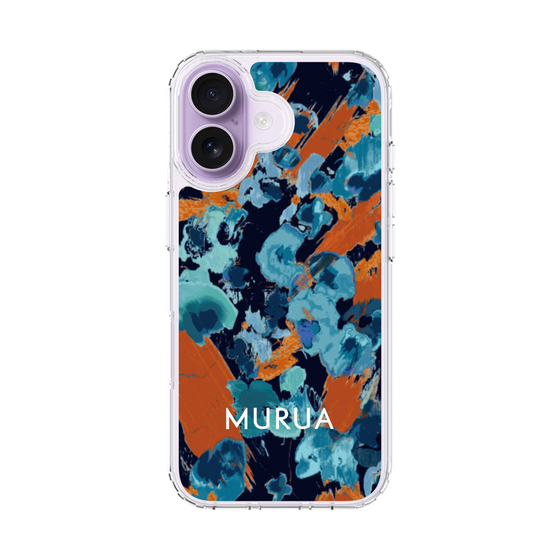 スリムプロテクションケース［ MURUA - アートプリント - Navy × Orange ］