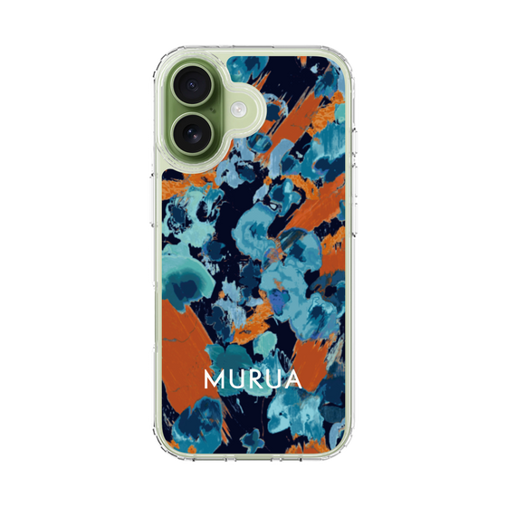 スリムプロテクションケース［ MURUA - アートプリント - Navy × Orange ］
