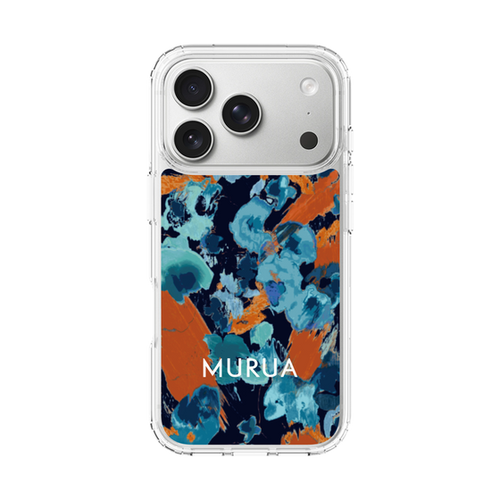 スリムプロテクションケース［ MURUA - アートプリント - Navy × Orange ］