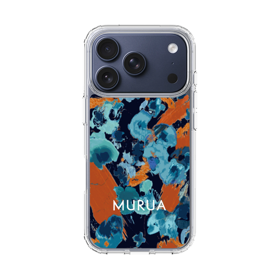 スリムプロテクションケース［ MURUA - アートプリント - Navy × Orange ］