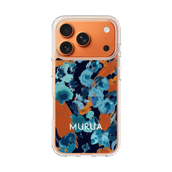 スリムプロテクションケース［ MURUA - アートプリント - Navy × Orange ］