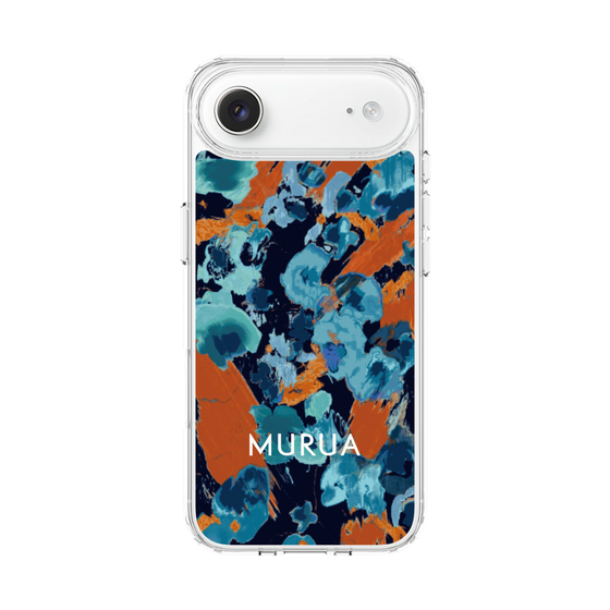 スリムプロテクションケース［ MURUA - アートプリント - Navy × Orange ］