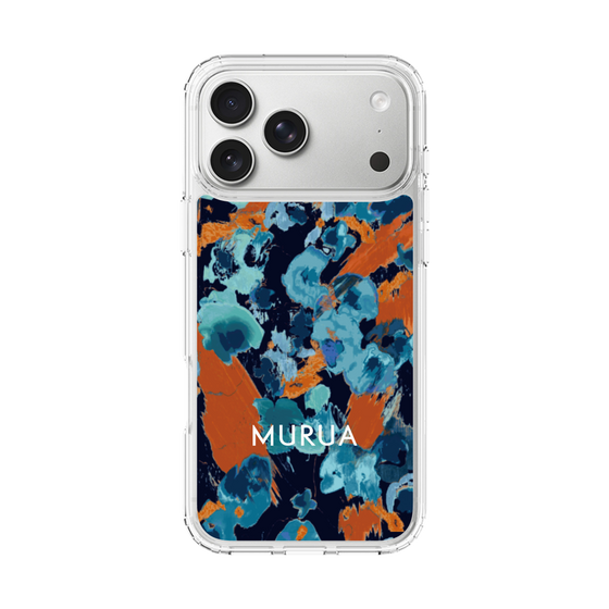 スリムプロテクションケース［ MURUA - アートプリント - Navy × Orange ］