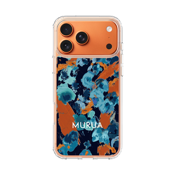 スリムプロテクションケース［ MURUA - アートプリント - Navy × Orange ］