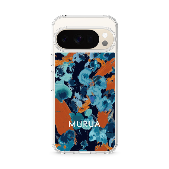 スリムプロテクションケース［ MURUA - アートプリント - Navy × Orange ］
