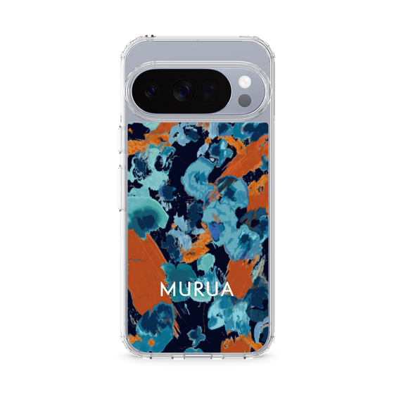 スリムプロテクションケース［ MURUA - アートプリント - Navy × Orange ］