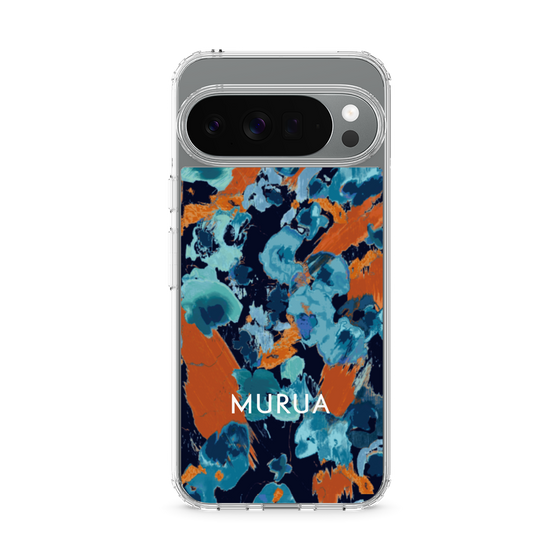 スリムプロテクションケース［ MURUA - アートプリント - Navy × Orange ］