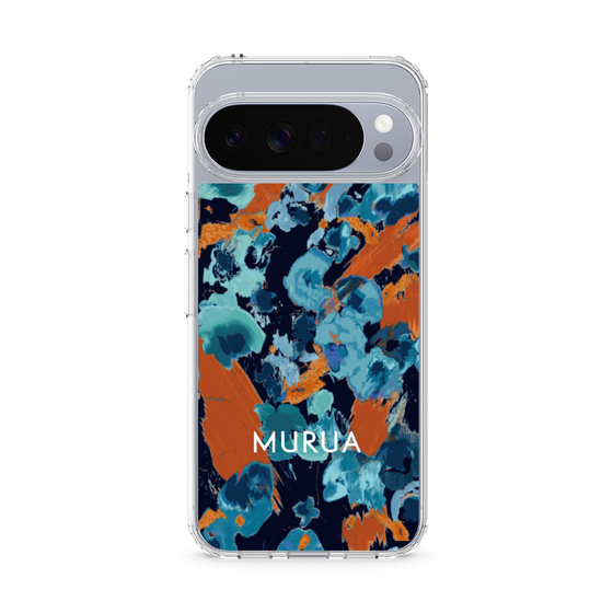 スリムプロテクションケース［ MURUA - アートプリント - Navy × Orange ］