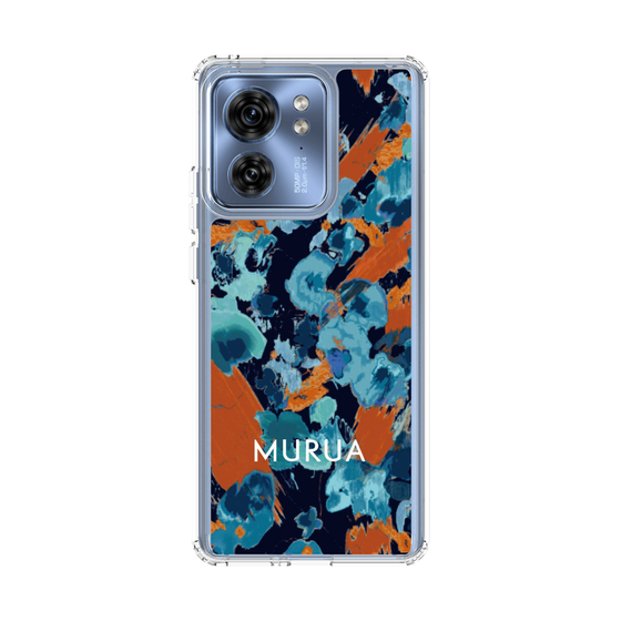 スリムプロテクションケース［ MURUA - アートプリント - Navy × Orange ］