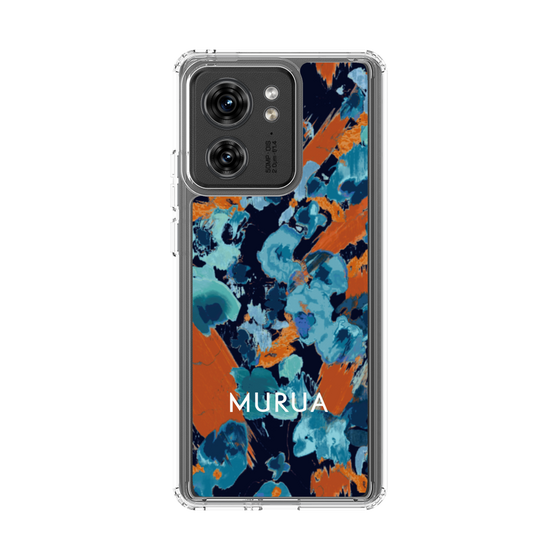 スリムプロテクションケース［ MURUA - アートプリント - Navy × Orange ］