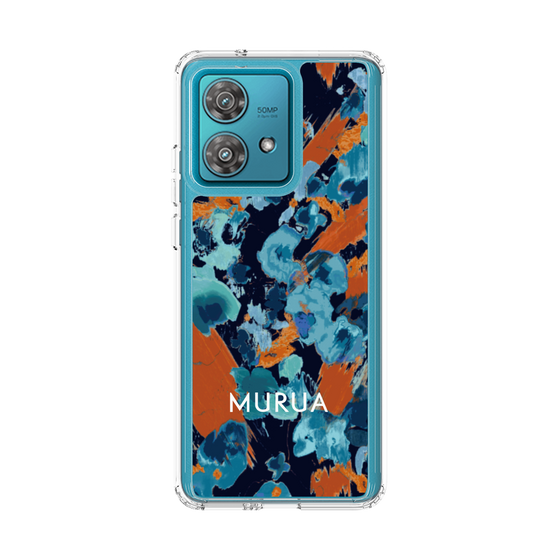 スリムプロテクションケース［ MURUA - アートプリント - Navy × Orange ］