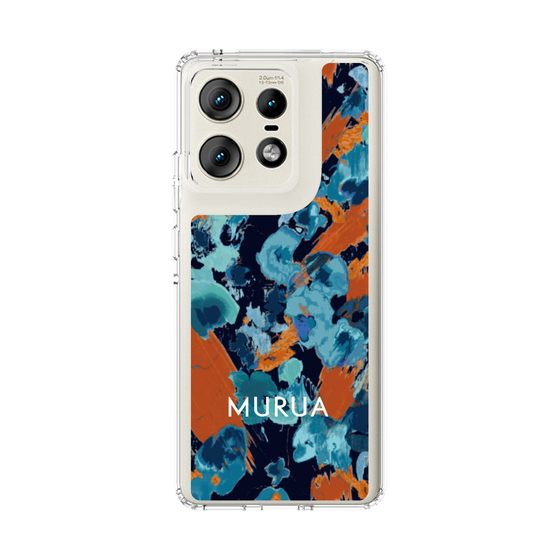 スリムプロテクションケース［ MURUA - アートプリント - Navy × Orange ］