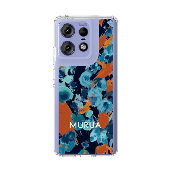 スリムプロテクションケース［ MURUA - アートプリント - Navy × Orange ］