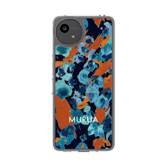 スリムプロテクションケース［ MURUA - アートプリント - Navy × Orange ］