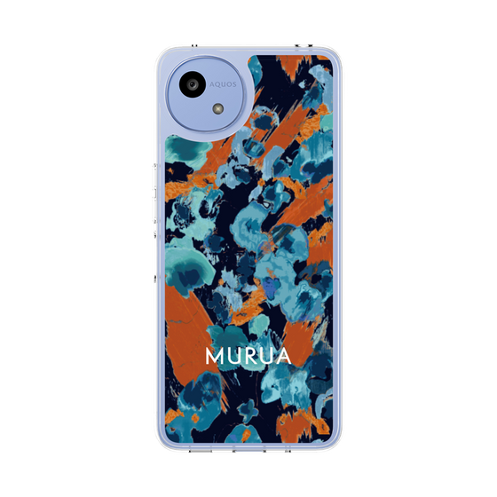 スリムプロテクションケース［ MURUA - アートプリント - Navy × Orange ］