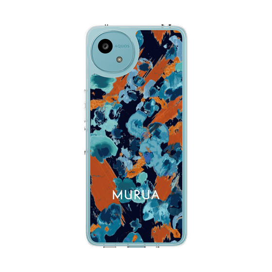 スリムプロテクションケース［ MURUA - アートプリント - Navy × Orange ］