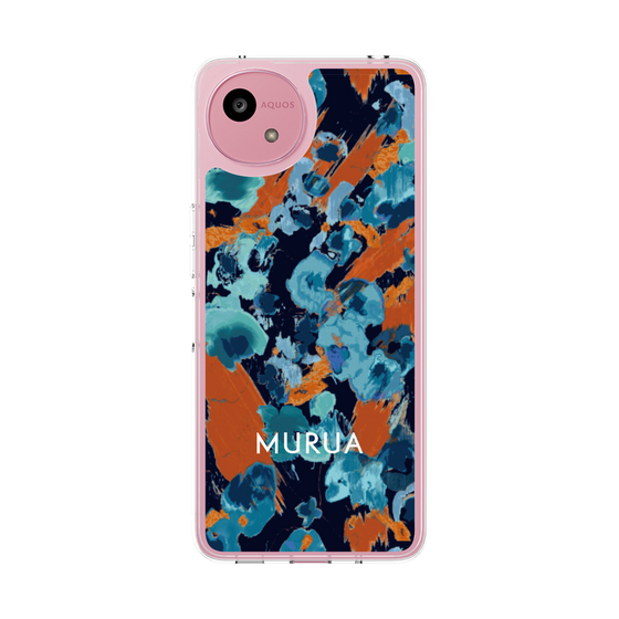 スリムプロテクションケース［ MURUA - アートプリント - Navy × Orange ］